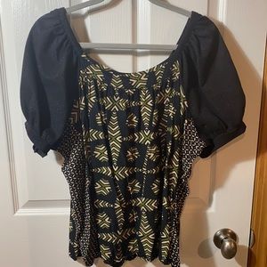 Anthropologie Black Printed Top